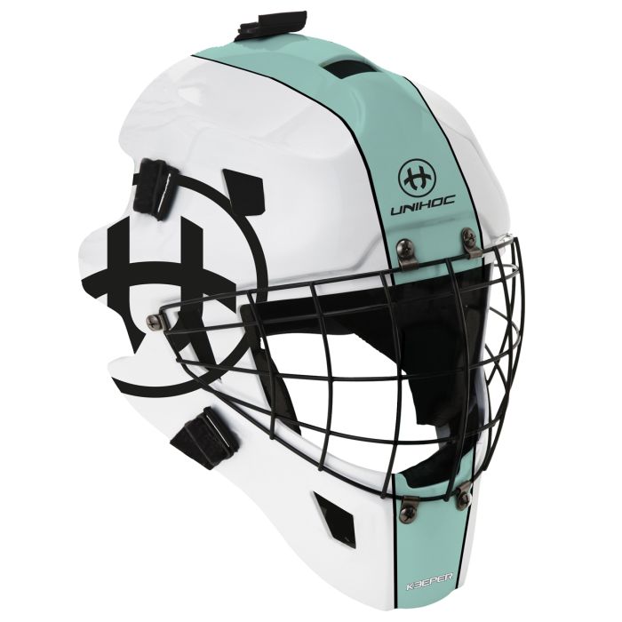 Goaliemaske Unihoc KEEPER 44 türkis/weiss