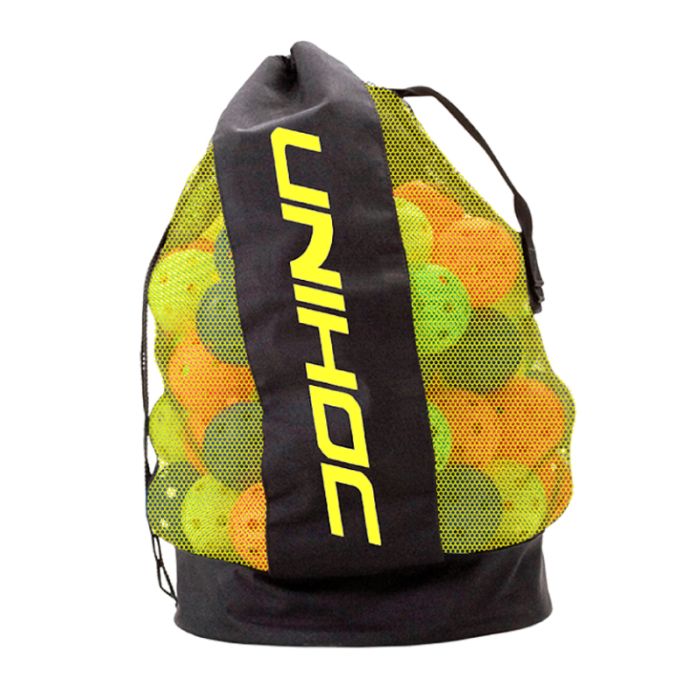 Unihoc Balltasche schwarz/neon gelb bietet Platz für bis zu 100 Bälle.