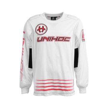 Unihoc Inferno Goaliepullover-weiss/rot-M